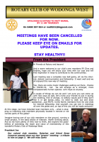 Front page of the Rotary Club of Wodonga West news letter.